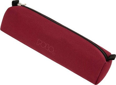 Polo Cord Pencil Case Barrel with 1 Compartment Burgundy