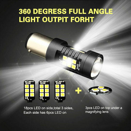 Lamps Car & Motorcycle P21W-BA15S-1156 LED Cold White 12-24V 9W 1pcs