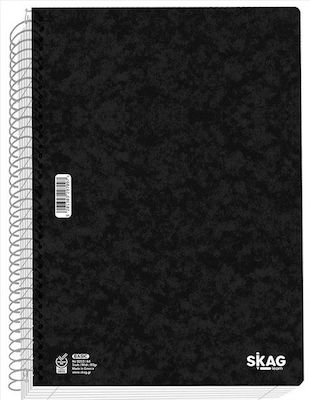 Skag Spiral Notebook Ruled A4 5 Subjects Basic Black 1pcs