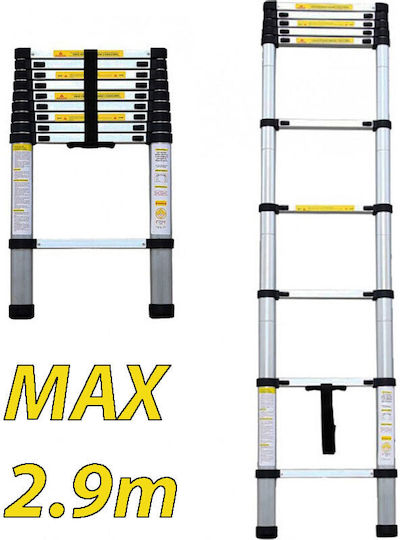 Prostep Teleskopische Leiter Aluminium 9 Stufen mit maximaler Höhe 2.9m