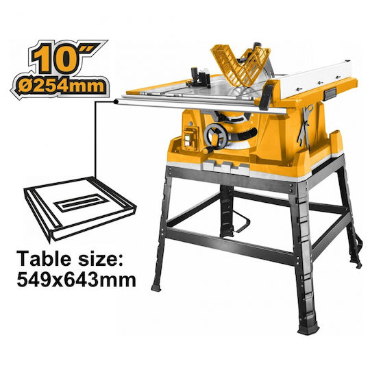 Ingco Bench Saw 2600W, Cutting Disc Diameter 254mm & Cutting Speed 4800rpm TS26005