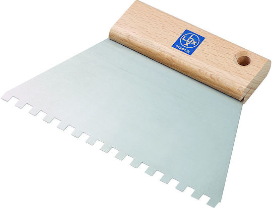 Lux Tools Σπάτουλα Μεταλλική Οδοντωτή 180mm με Ξύλινη Λαβή