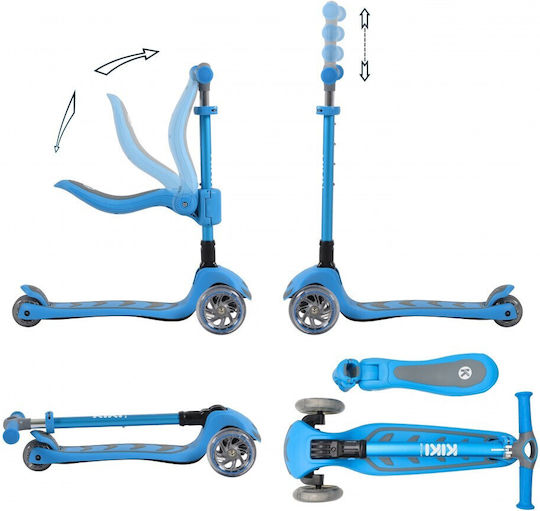 Byox Kids Scooter Foldable Kiki 3-Wheel with Seat for 3+ Years Blue