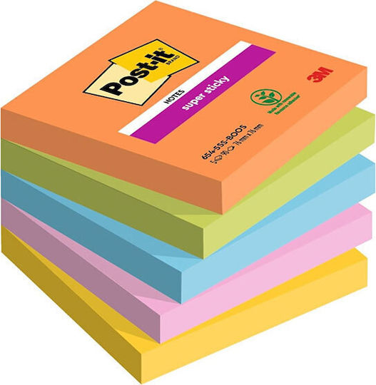 3M Sticky Note Pads in Cube 90 Sheets 7.6x7.6pcs Set of 5pcs Super Sticky