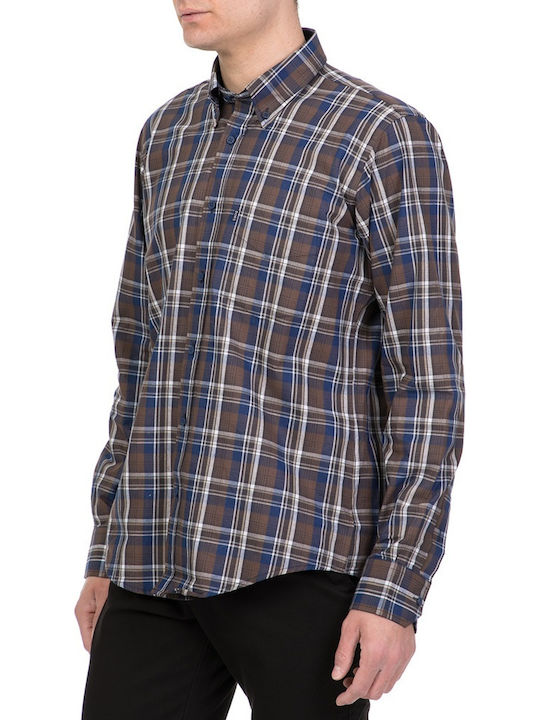 Dors Men's Shirt Long Sleeve Cotton Checked Gray