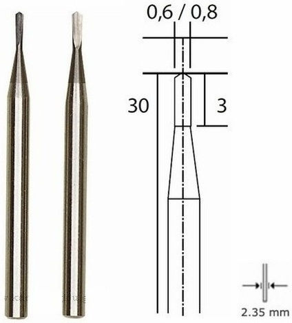 Proxxon Freze Carbidului Wolframului 0.6mm și 0.8mm Set Freze Carbură 2buc