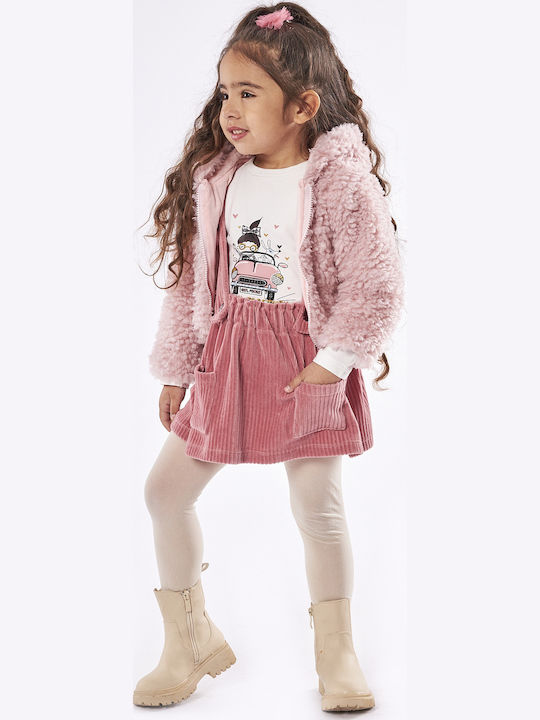 Kinder-Set mit Rock & Jacke Winter 3Stück Rosa