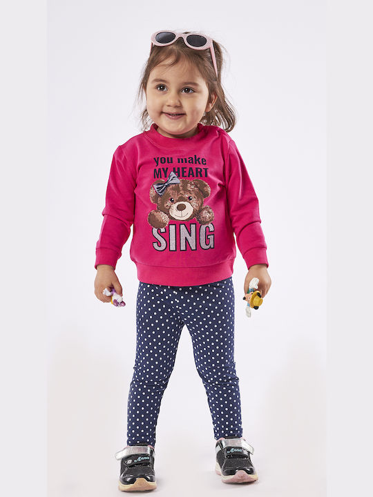 Εβίτα Kids Set with Leggings Winter 2pcs Fuchsia