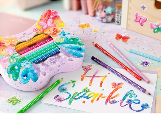 Faber-Castell Sparkle Metal Butterfly Colored Pencil Set Package of 1 packages