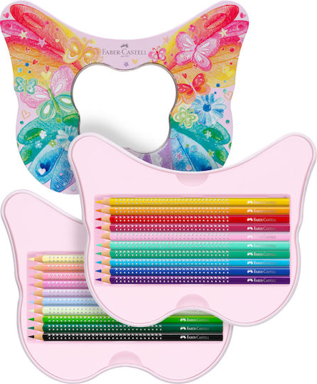 Faber-Castell Sparkle Metal Butterfly Colored Pencil Set Package of 1 packages