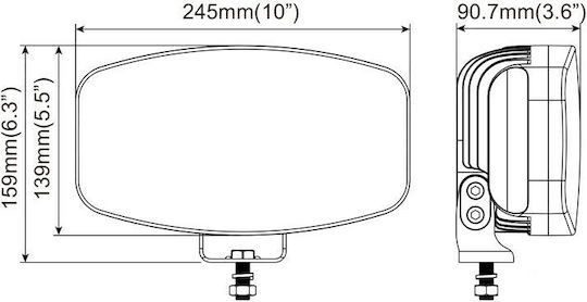 Ορθογώνιος Προβολέας Αυτοκινήτου LED Universal Mercedes-Benz V 64W με Λευκό Φωτισμό 1τμχ