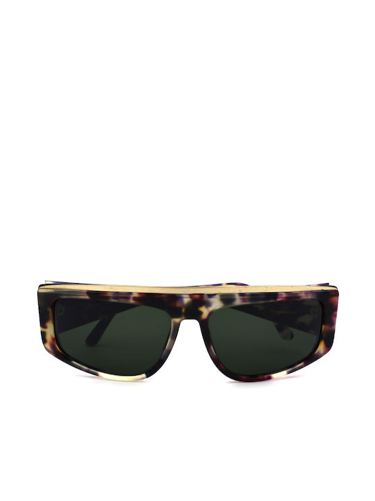 Genny Women's Sunglasses with Multicolour Tartaruga Plastic Frame and Green Lens 135S 9122