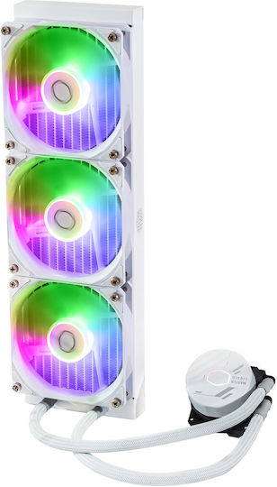 CoolerMaster MasterLiquid 360L Core CPU Water Cooling Triple Fan 120mm for Socket AM4/AM5/1700/1200/115x with ARGB Lighting White