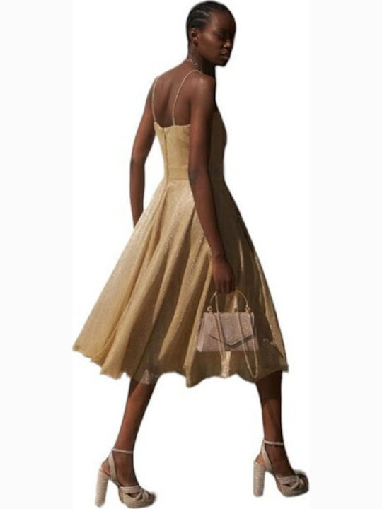 Summer Midi Evening Dress Wrap Gold