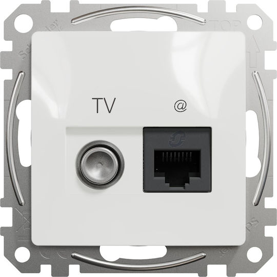 Schneider Electric Sedna Διπλός Μηχανισμός Πρίζας Δικτύου RJ45 Τύπου Cat6 σε Λευκό Χρώμα SDD111469T
