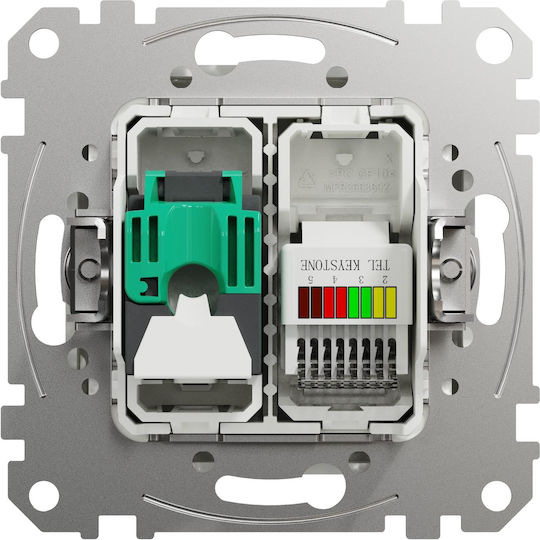 Schneider Electric Sedna Διπλός Μηχανισμός Πρίζας Δικτύου και Τηλεφώνου RJ45/RJ11 Τύπου Cat6 σε Λευκό Χρώμα SDD111468