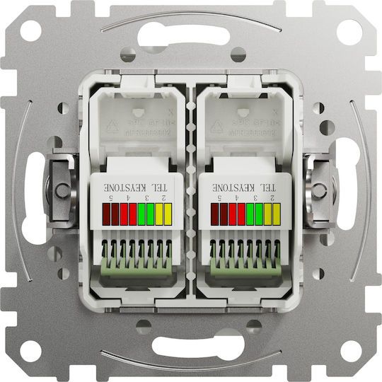 Schneider Electric Sedna Design Телефонна Контакт Без Рамка Двойна в Бял Цвят SDD111492