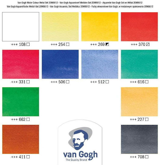 Royal Talens Van Gogh Watercolour Metal Case Set of Watercolours Multicolored 12pcs