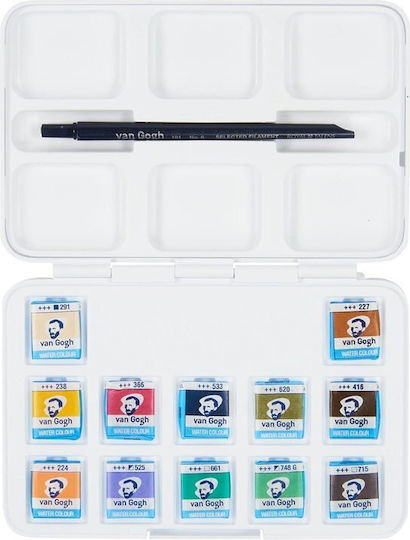 Royal Talens Van Gogh Pocket Box Muted Colours Set of Watercolours Multicolored with Brush 12pcs