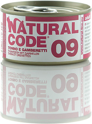 Natural Code 09 Nasses Katzenfutter für Katze in Dose mit Shrimps und Thunfisch 85gr 018067