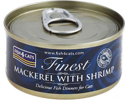 Fish4Cats Finest Wet Food for Adult Cats In Can with Shrimps / Mackerel 1pc 70gr