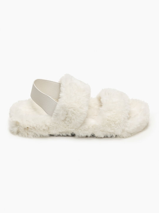 Issue Fashion Women's Slippers with Fur White