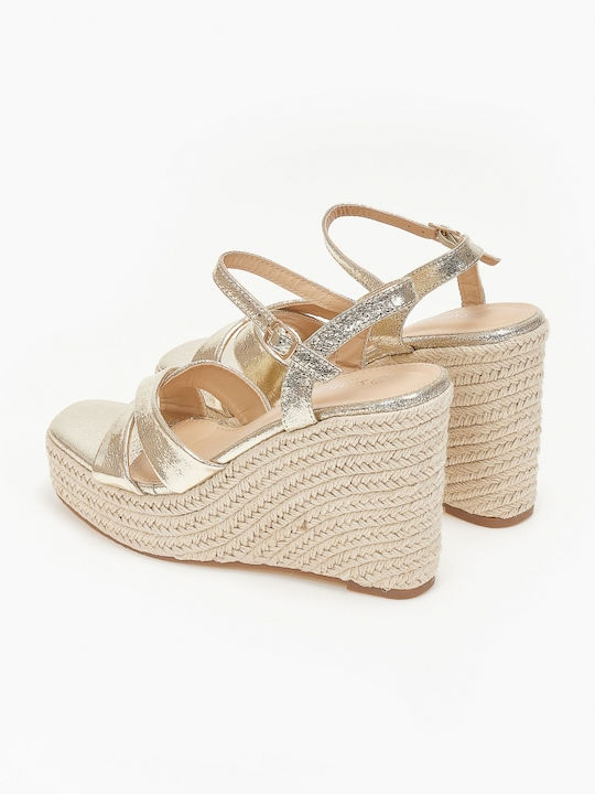 Issue Fashion Platforme dama în stil espadrile Aurii