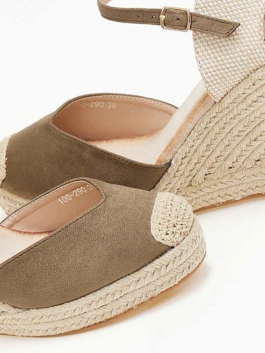 Issue Fashion Platforme dama în stil espadrile Verzi