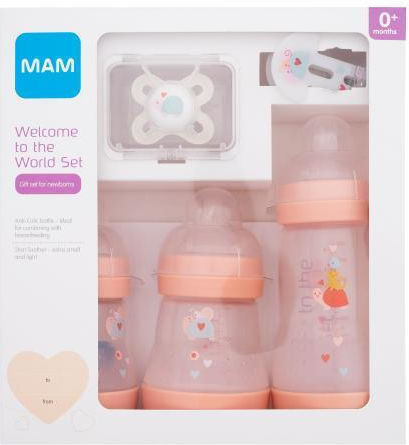 Mam Set aus Plastikflaschen Gegen Koliken mit Silikonsauger für 0+, 0+ m, Monate Pink Schildkröte - Lachs 260ml 5Stück