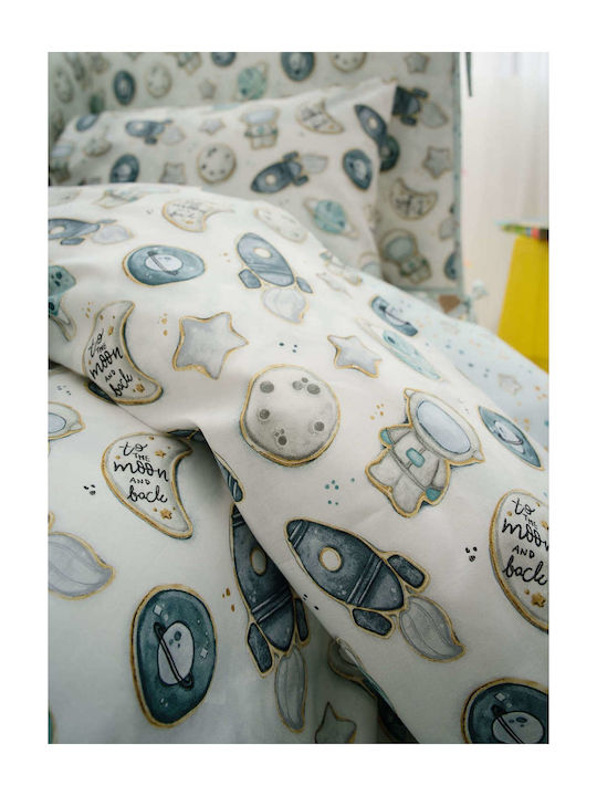 Vesta Home Astronaut Βρεφικό Κουβερλί Βαμβακερό Μπλε 120x160cm