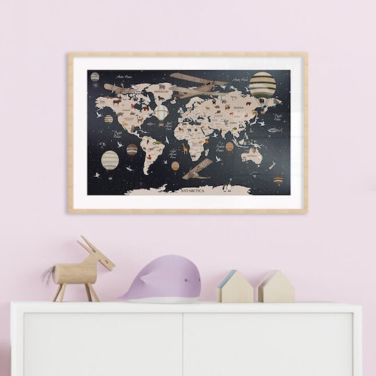 Walls Kids Wall Art Map Hot Air Balloons