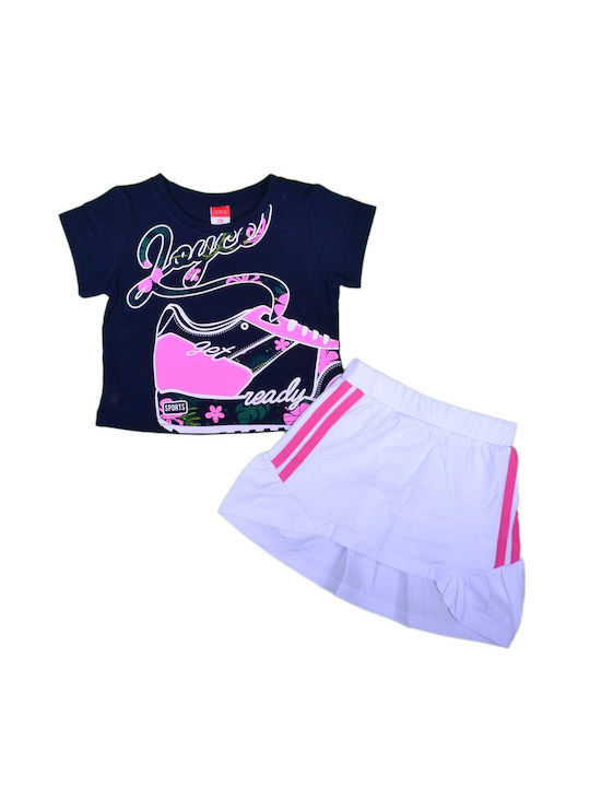 Joyce Kids Set with Skirt Summer 2pcs Navy Blue