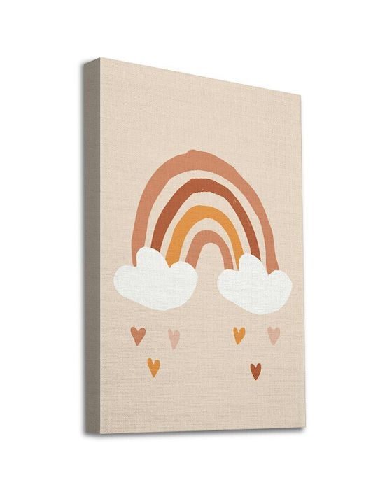 Walls Kids Wall Art Framed Colorful Rainbow with White Frame on Canvas 15x20cm