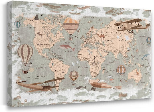 Walls Kids Wall Art Framed Retro Map