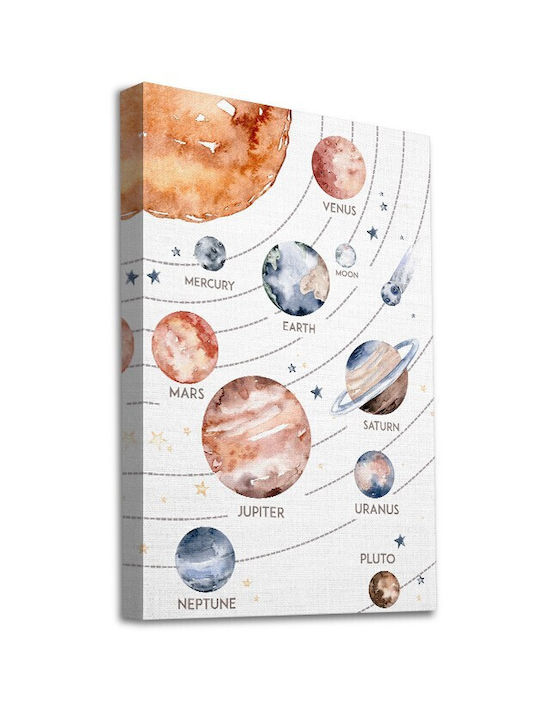 Walls Kids Wall Art Solar System with White Frame on Canvas 15x20cm