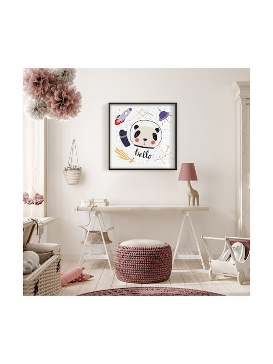 Walls Kids Wall Art Bear Astronaut with White Frame Wooden 20x20cm