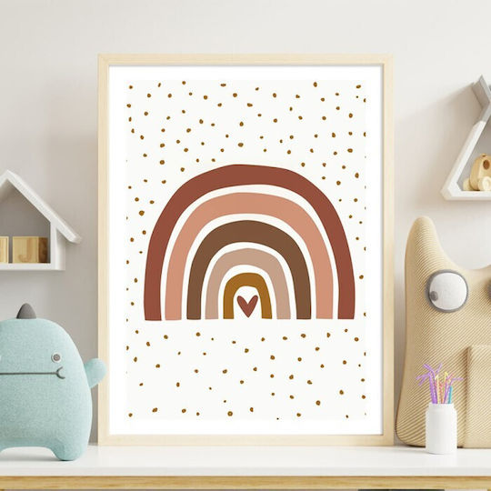 Walls Kids Wall Art Framed Rainbow in Brown Tones