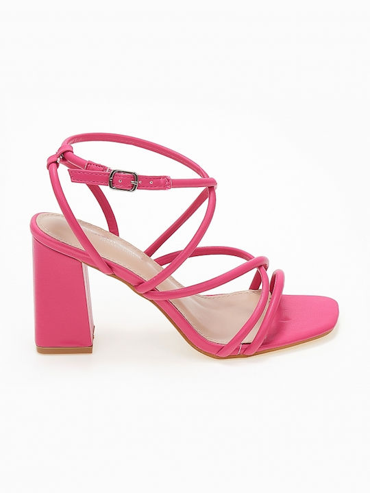 Issue Fashion Women's Sandals Fuchsia with Chunky High Heel