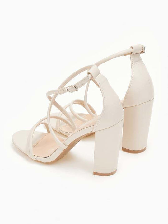 Issue Fashion Women's Sandals Beige with Chunky High Heel