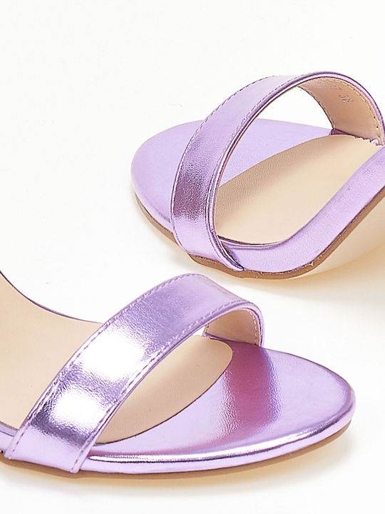 Issue Fashion Platform Women's Sandals with Ankle Strap Purple with Thin High Heel 0209/8005457