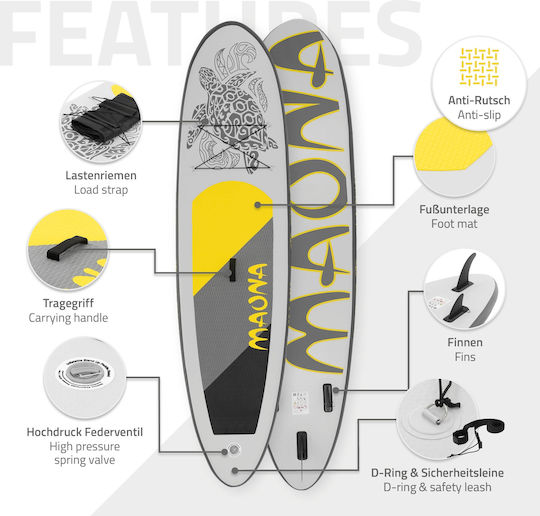 ECD Germany Maona Inflatable SUP Board with Length 3.08m Gray