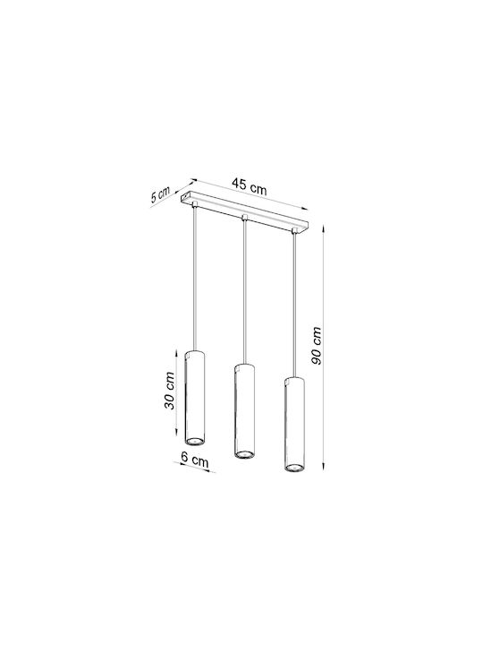 Sollux Lagos 3 Pendant Light Three-Light Rail for Socket GU10 White