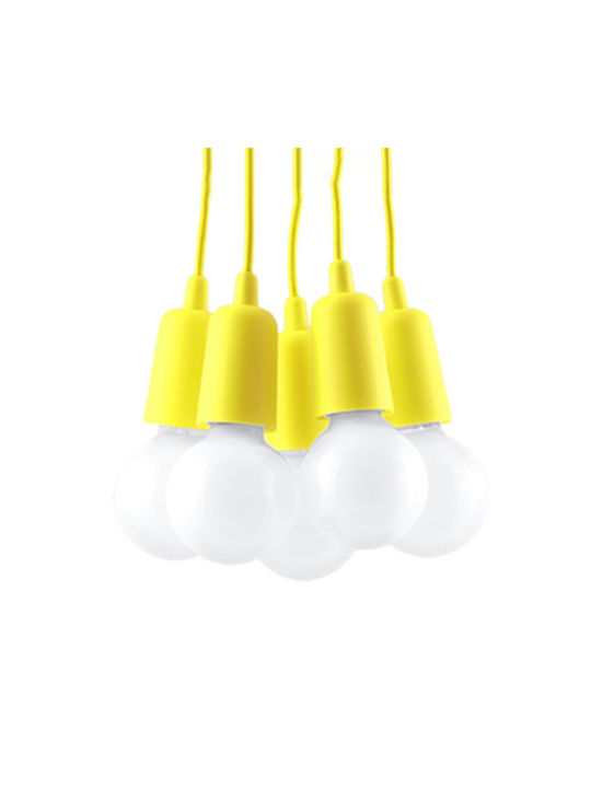 Sollux Diego 5 Pendant Light Suspension for Socket E27 Yellow