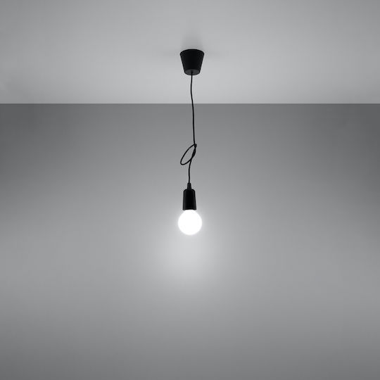Sollux Diego 1 Висящо Осветително Тяло Черен с Цокъл E27 13x13см.