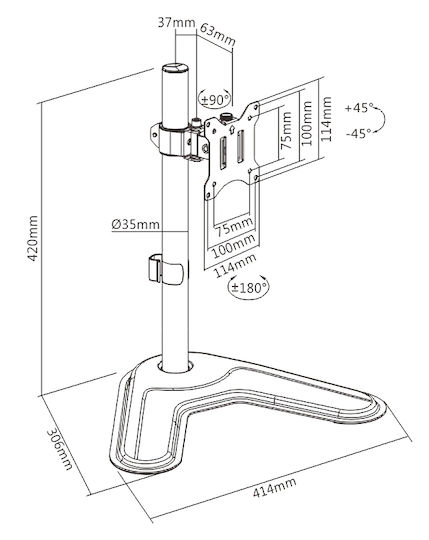 Brateck Βάση Γραφείου Οθόνης έως 32" (LDT57-T01)