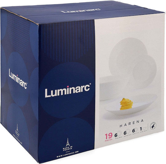 Luminarc Комплект за хранене Harena Бял Порцелан Сервизи за хранене 19бр
