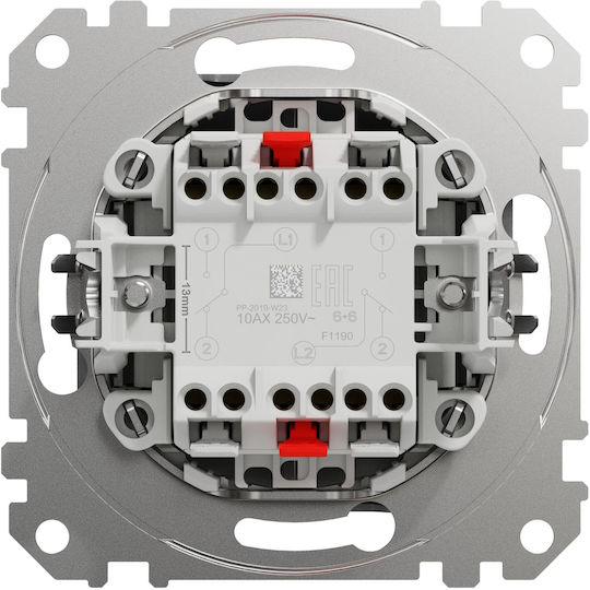 Schneider Electric Sedna Recessed Double Wall Switch Without Frame Aller Retour Silver