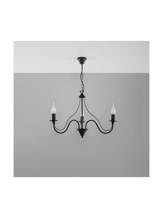 Sollux Minerwa 3 Полилей 3xE14 с Свещи Черен SL.0217
