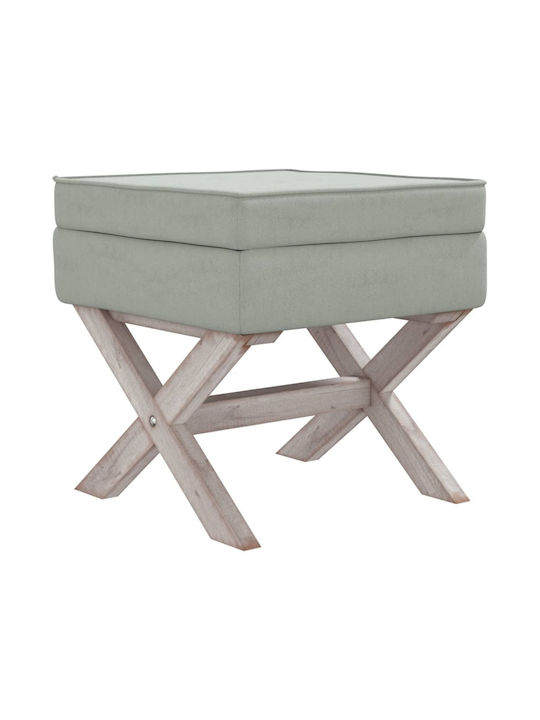 Stool Footstool With Storage Space Upholstered with Velvet Gray 45x45x49cm