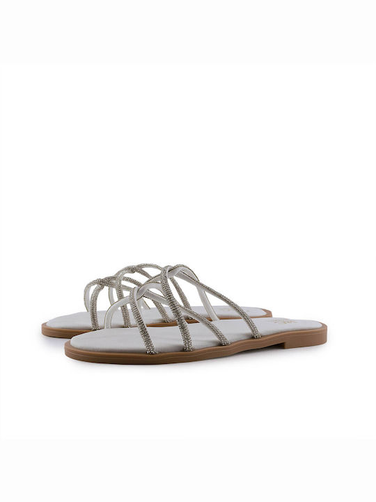 Love4shoes Leather Women's Flat Sandals in White Color